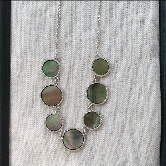 Ann Taylor Factory Abalone + Rhinestone Necklace - Picture 4 of 8